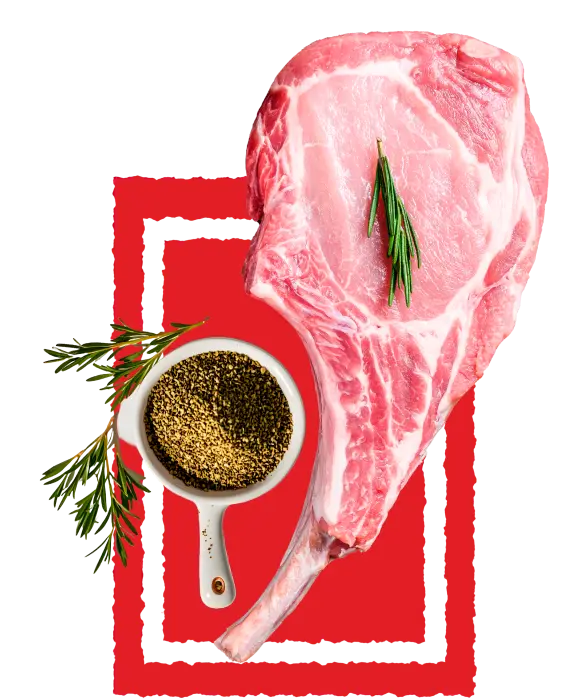 Premium pork cut with herbs and spices